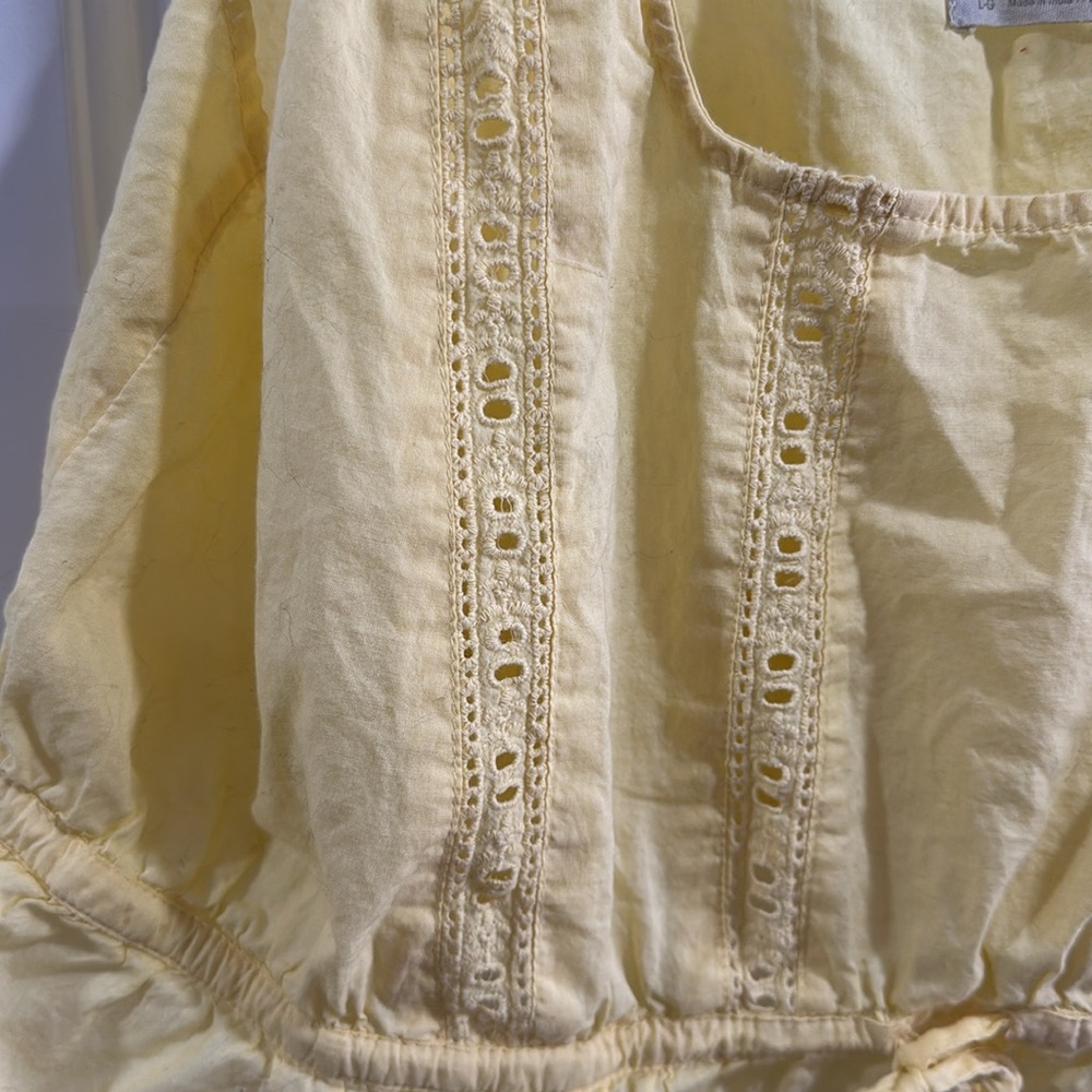 Urban Outfitters Yellow Ruffle Tie Waist Eyelet Top - Picture 2 of 6